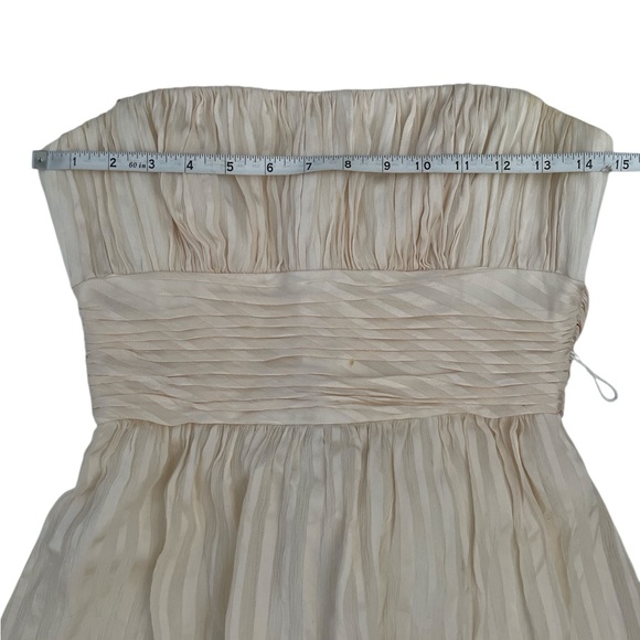 BCBGMaxAzria Strapless Off White Pleated Silk Mini Dress - Picture 7 of 15